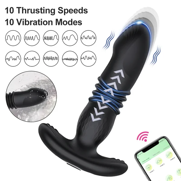 Thrusting Anal Vibrator Telescopic Prostate Massager