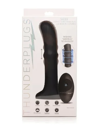 ThunderPlugs Sliding Shaft Silicone Vibrator w/Remote – Black
