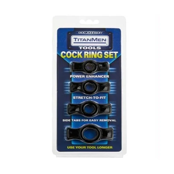 Titanmen Cock Ring Set - Black
