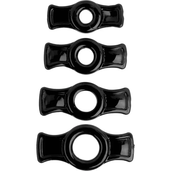 TitanMen Tools Cock Ring Set Black 4 Each Per Set