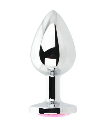 Toosh Silver Metal Butt Plug Large Pink Stone