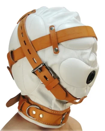 Total Sensory Deprivation White Leather Hood