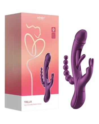 Trilux Kinky Finger Rabbit Vibrator with Anal Beads Purple