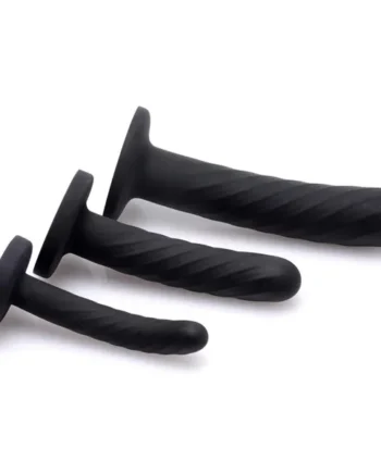 Trinity Strap-On Silicone 3 Piece Dildo Set – Black