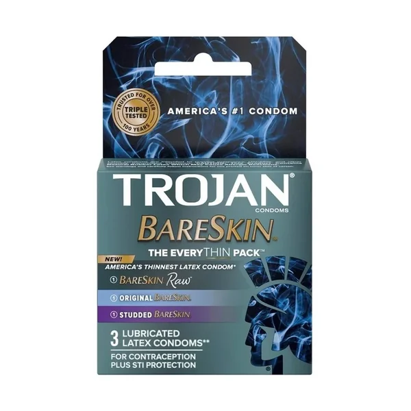 Trojan Bareskin EveryTHIN Lubricated Latex Condoms Assorted 3-Pack