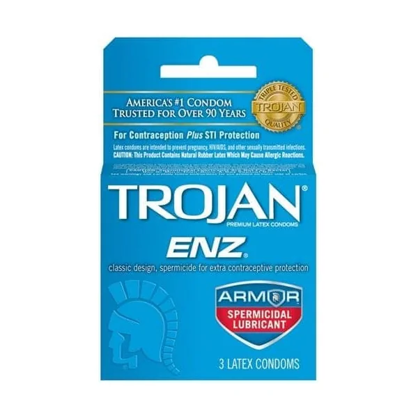 Trojan Enz Armor Spermicidal Lubricated Condoms - 3 Pack