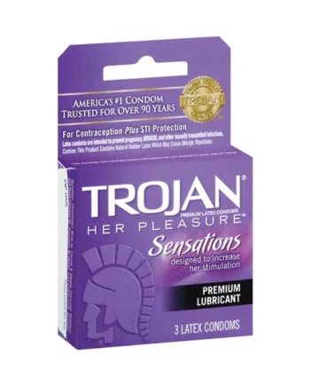 Trojan Her Pleasure Sensations Lubricated Condoms - 3 Pack