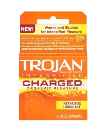 Trojan Intensified Charged Orgasmic Pleasure Condoms - 3 Pack