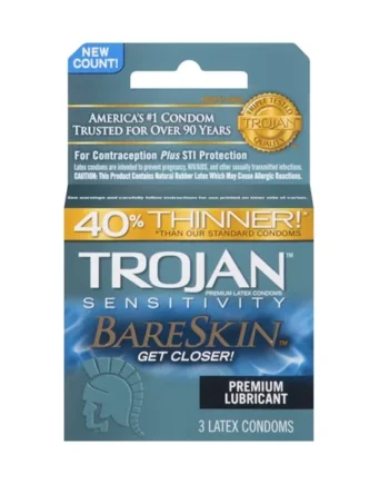 Trojan Sensitivity Bareskin Lubricated Condoms - 3 Pack