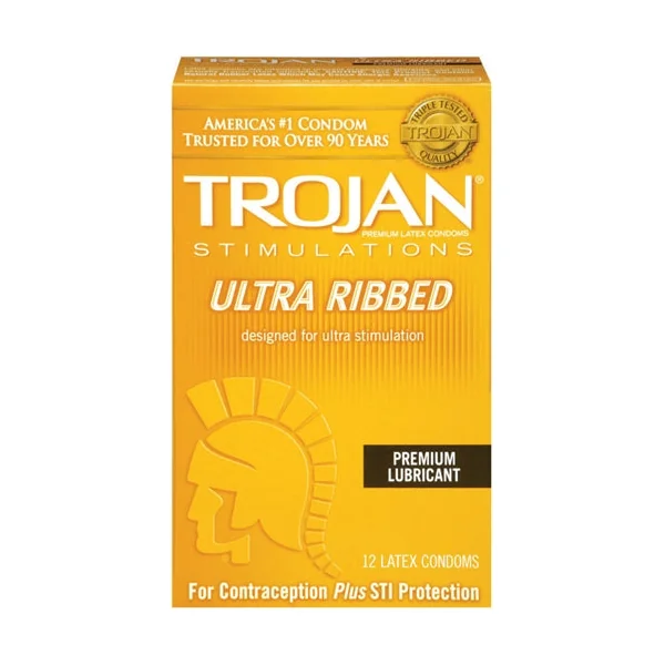 Trojan Stimulations Ulta Ribbed - 12 Pack