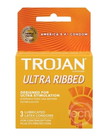 Trojan Ultra Ribbed Condoms – 3-Pack