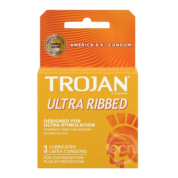 Trojan Ultra Ribbed Condoms – 3-Pack