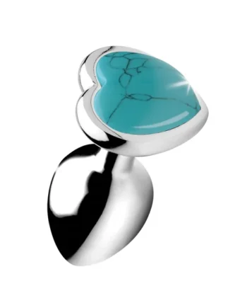 Turquoise Heart Anal Plug - Medium