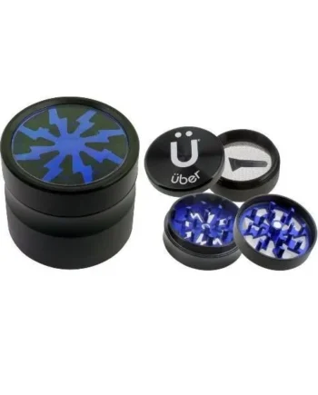 Uber Grinder 2.0 Grinder 2.5in 4pc CNC W/Screen Blue