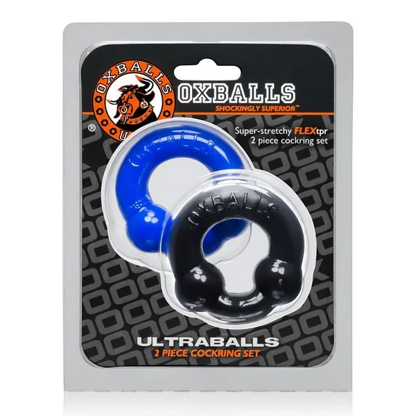 ULTRA BALLS COCKRING 2 PACK BLACK/POLICE BLUE (NET)