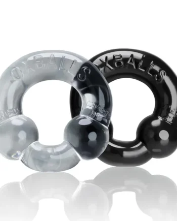 Ultraballs 2- Piece Cockring Set - Black & Clear