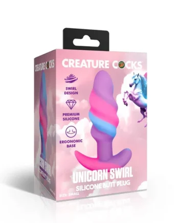 Unicorn Swirl Silicone Butt Plug - Small