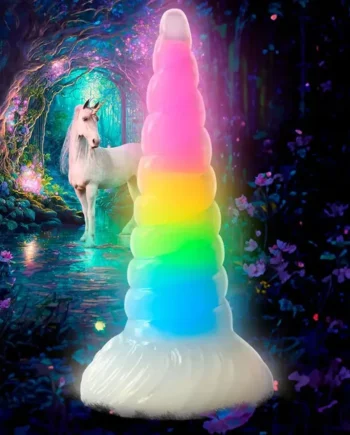 Uni-Glow Glow-In-The-Dark Rainbow Silicone Dildo
