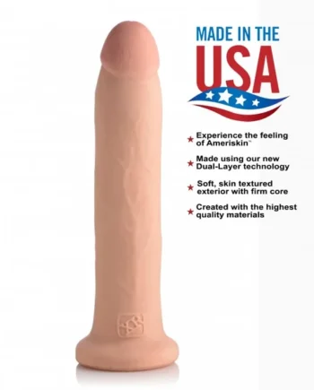 USA COCKS 11IN AMERISKIN DILDO W/O BALLS- LIGHT