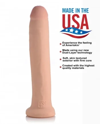 USA COCKS 12IN AMERISKIN DILDO W/O BALLS- LIGHT