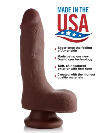 USA COCKS 7IN AMERISKIN DILDO- DARK