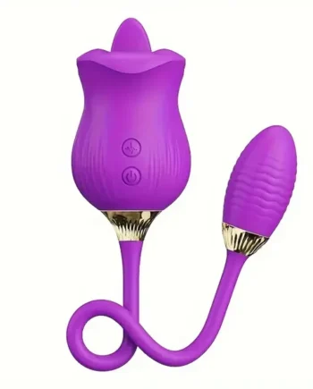 USB Powered 2-in-1 Clitoral Stimulator Licking Rose Vibrator For Sex