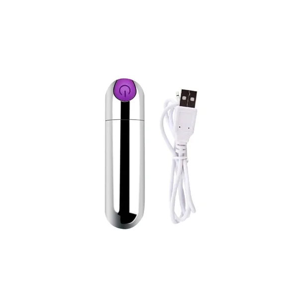 USB Rechargeable Bullet Vibrator Discreet Vibrating Massager Beginner Sex Toy Adult Powerful Silver