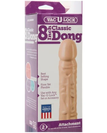 Vac-U-Lock 8 Inch Classic Dong - White