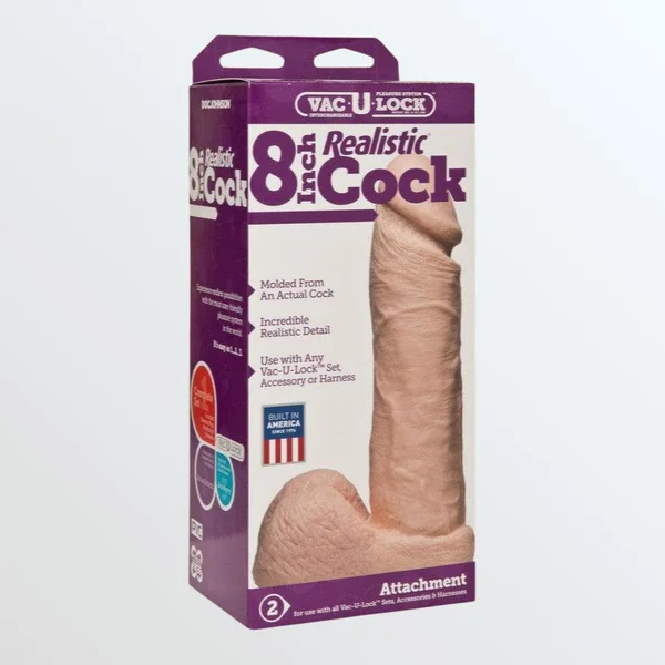 Vac-U-Lock 8" Realistic Cock for Harnesses