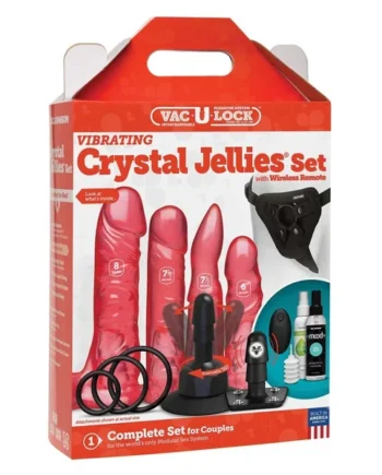 Vac-U-Lock Vibrating Crystal Jellies Set w/Wireless Remote – Pink