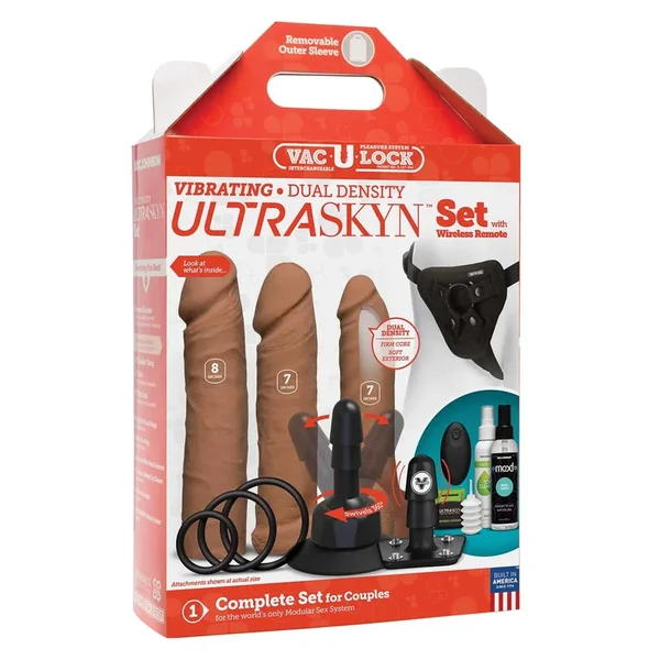 Vac-U-Lock Vibrating Dual Density ULTRASKYN Set w/Wireless Remote – Caramel