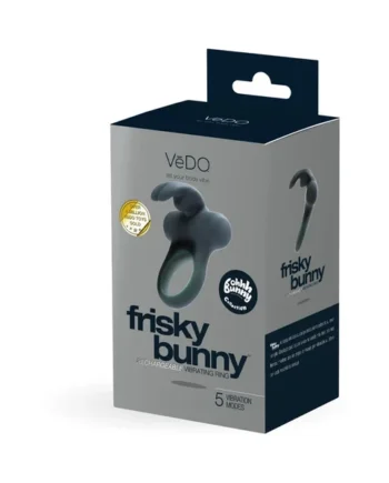 VeDO Frisky Bunny Rechargeable Vibrating Ring – Black Pearl