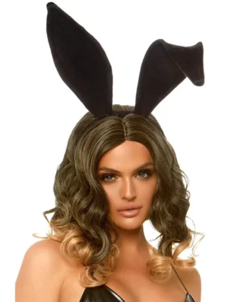 Velvet Bunny Ear Headband - Black