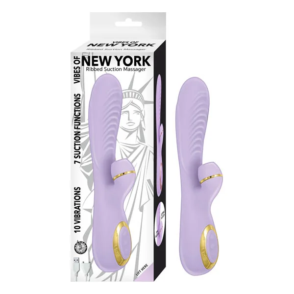 VIBES OF NEW YORK RIBBED SUCTION MASSAGER LAVENDER