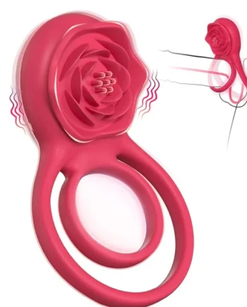 Vibrating Cock Ring W/Rose Shaped Clitoral Stimulator