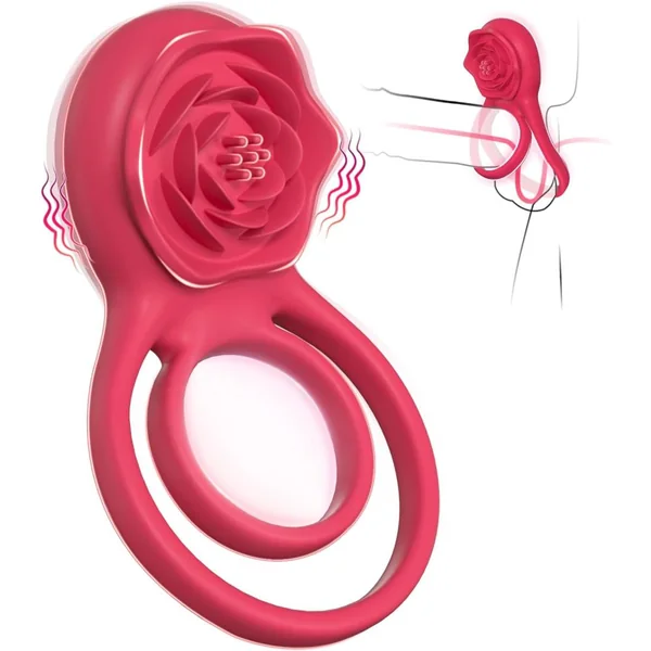 Vibrating Cockring with Rose Clitoral Stimulator