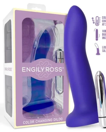Vibrating Color-Changing Dildo Blue to Purple Size M 17 cm