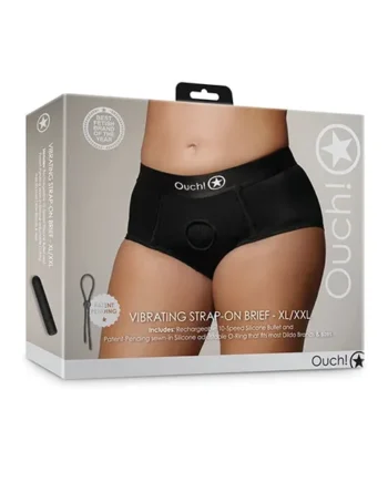 Vibrating Strap On Brief – Black XL/XXL
