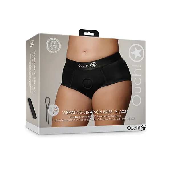 Vibrating Strap On Brief – Black XL/XXL