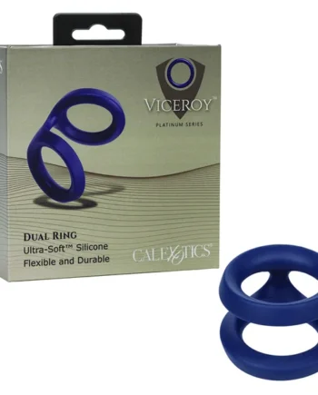 Viceroy Dual Ring Blue Silicone Cock Ring by Cal Exotics