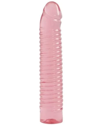 Vivid Sunrise Ribbed Jellie Dildo 7in – Pink