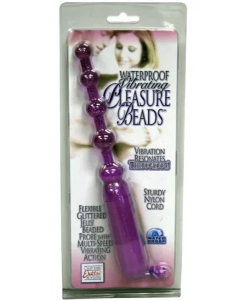Waterproof Vibrating Pleasure Beads Glittered Probe 4.5 Inch Purple