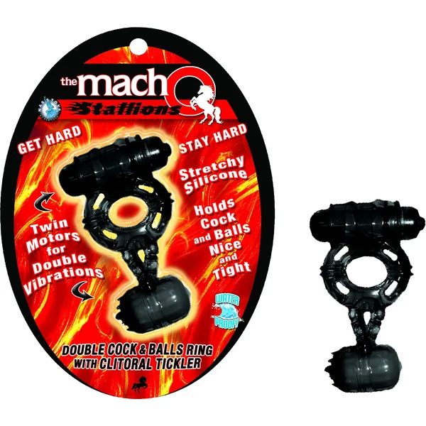 (WD) MACHO STALLIONS COCK & BA RING W/CLIT TICKLER