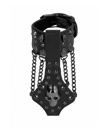 (WD) OUCH! SKULLS & BONES BRAC W/ SKULLS & CHAINS BLACK