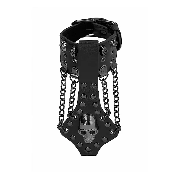 (WD) OUCH! SKULLS & BONES BRAC W/ SKULLS & CHAINS BLACK