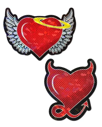 (WD) PASTEASE DEVIL HEART RED GLITTER HEARTS W/ WINGS