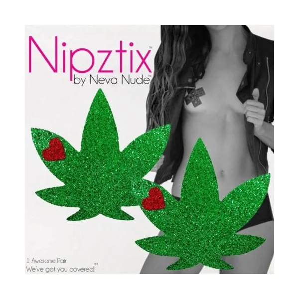 Weed Lead Green Glitter With Red Heart