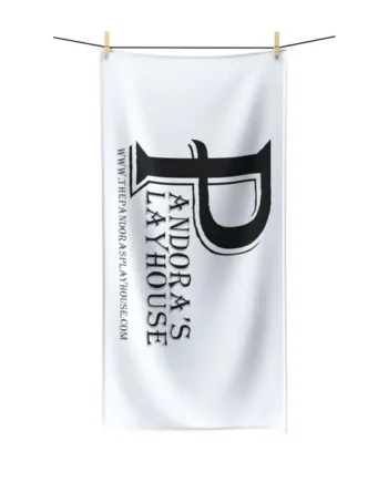 White Beach Towel With Black Lettering