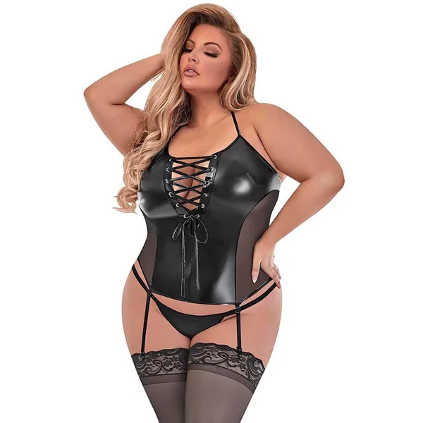 Wicked Ways Lace Up Merry Widow & G Set