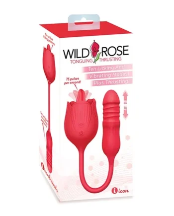 Wild Rose Licking & Thrusting Vibrator – Red